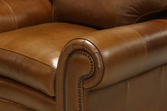 Milo Traditional Leather Club Chair With Nailheads