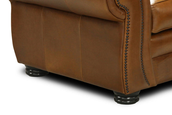 Milo Traditional Leather Club Chair With Nailheads