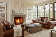 Milo 90 Inch Traditional Leather Roll Arm Sofa With Nailheads