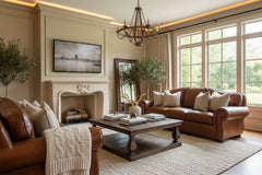 Milo 90 Inch Traditional Leather Roll Arm Sofa With Nailheads