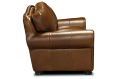 Milo 90 Inch Traditional Leather Roll Arm Sofa With Nailheads
