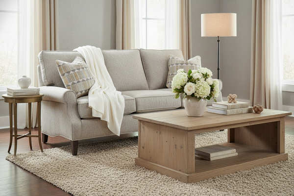 Miranda 83 Inch 8-Way Hand Tied Transitional Fabric Sofa With Inset Rolled Arms