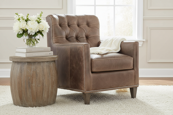 Monty Tufted Leather Accent Club Chair