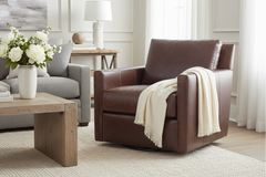 Nathan "Quick Ship" Swivel Track Arm Leather Chair