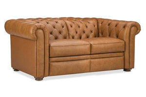 Newcastle Caramel "Quick Ship" Wall Hugger Power Leather Reclining Loveseat