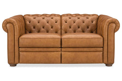 Newcastle Caramel "Quick Ship" Wall Hugger Power Leather Reclining Loveseat