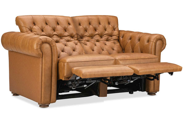 Newcastle Caramel "Quick Ship" Reclining Chesterfield Leather Furniture Collection