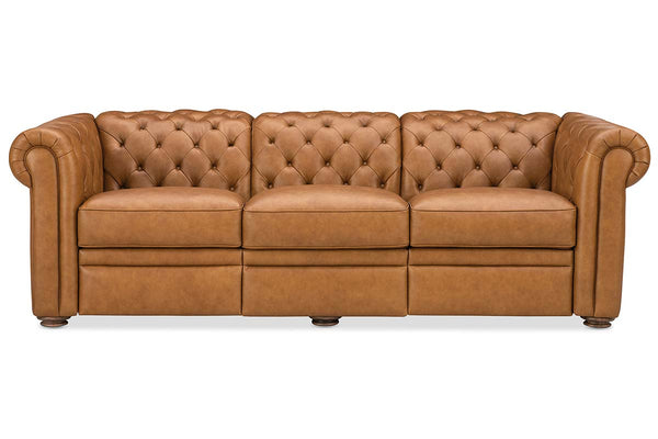 Newcastle Caramel 94 Inch "Quick Ship" Wall Hugger Power Leather Reclining Sofa