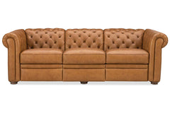 Newcastle Caramel 94 Inch "Quick Ship" Wall Hugger Power Leather Reclining Sofa
