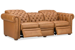 Newcastle Caramel 94 Inch "Quick Ship" Wall Hugger Power Leather Reclining Sofa