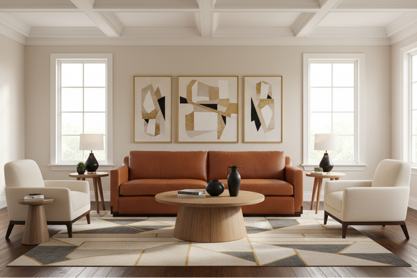 Nicholas Saddle 97 Inch "Quick Ship" Modern Top Grain Leather Lounge Sofa