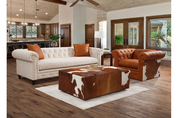 Nolan Hair On Hide 53" Inch Rectangular Leather Ottoman