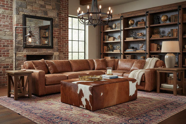 Nolan Hair On Hide 53" Inch Rectangular Leather Ottoman