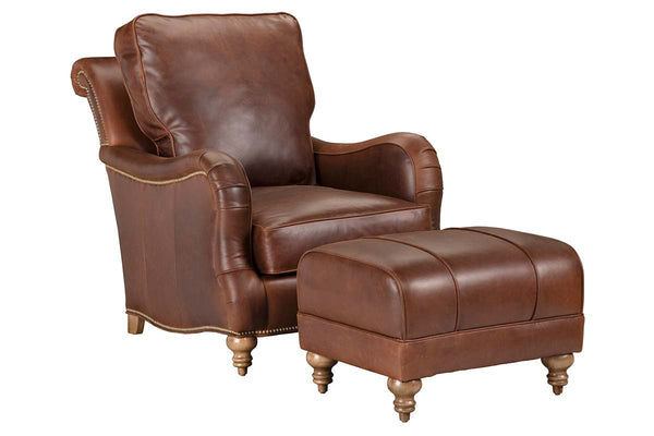 Nottingham Leather English Arm Pillow Back Accent Arm Chair