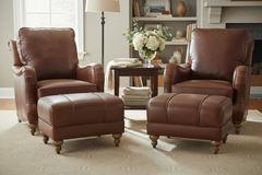 Nottingham Leather English Arm Pillow Back Accent Arm Chair