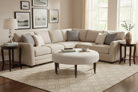 Nova 44 Inch Round Large Fabric Upholstered Ottoman