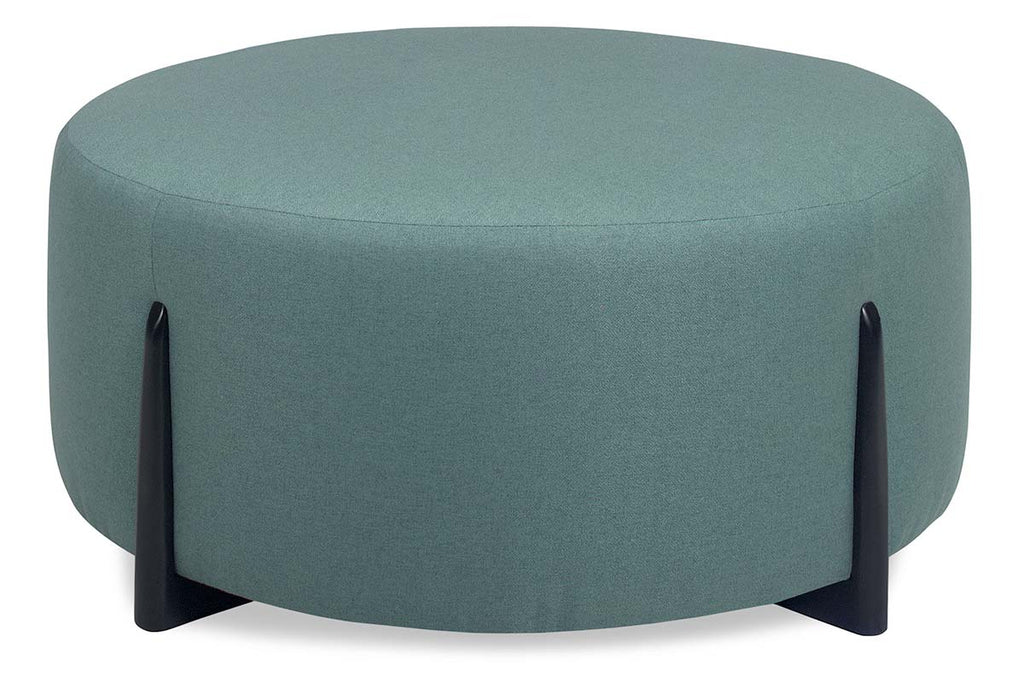 Octavia Large Round Fabric Coffee Table Ottoman With Eclectic Leg