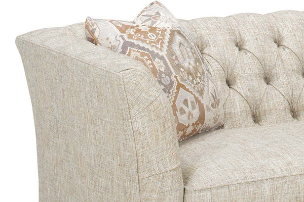 Opal Traditional 86 Inch 8-Way Hand Tied Tufted Fabric Shelter Arm Sofa