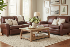 Orleans French Style 2 Cushion Leather Loveseat