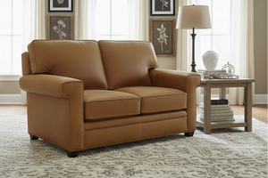 Oscar Transitional Two Cushion Leather Loveseat