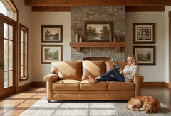 Oscar 90 Inch Traditional Leather Convertible Queen Sofa Bed