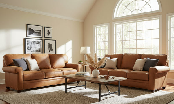 Oscar 90 Inch Traditional Leather Convertible Queen Sofa Bed