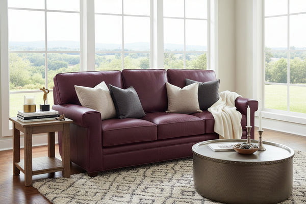 Oscar 90 Inch Transitional Three Cushion Leather Sofa