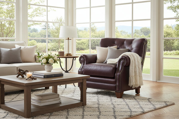 Otis Leather Tufted Tight Back Accent Chair