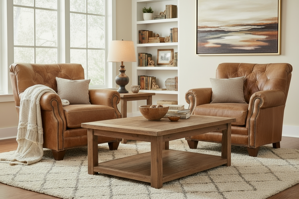 Otis Leather Tufted Tight Back Accent Chair