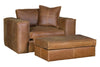 Image of Otto Leather Footstool Ottoman And A Half