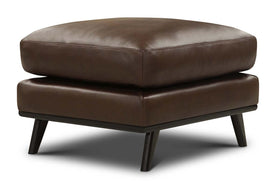 Jude Mid-Century Modern Leather Pillow Top Foot Stool Ottoman