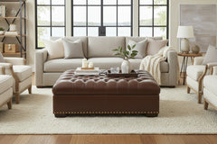Anderson 48 Inch Square Large Button Tufted Chesterfield Leather Ottoman