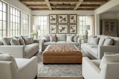 Anderson 48 Inch Square Large Button Tufted Chesterfield Leather Ottoman