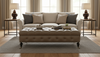 Image of Belport 67 Inch Long Deep Button Tufted Leather Coffee Table Bench