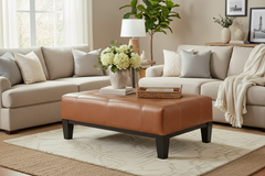 Felix 51 Inch Long Contemporary Leather Cocktail Bench Coffee Table Ottoman
