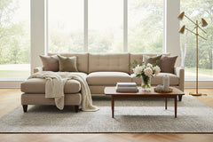 Ellie Fog 103 Inch "Quick Ship" Biscuit Back Reversible Chaise Sofa