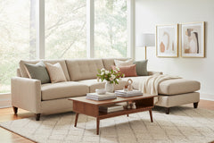 Ellie Fog 103 Inch "Quick Ship" Biscuit Back Reversible Chaise Sofa