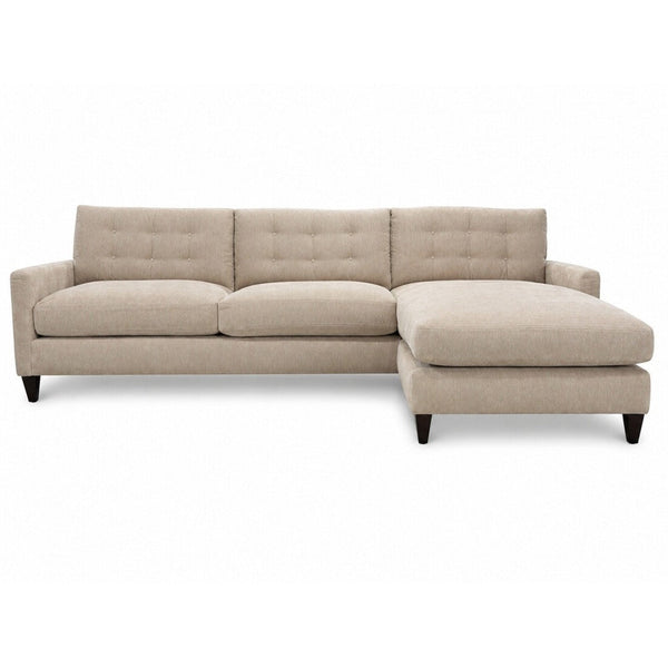 Ellie Fog 103 Inch "Quick Ship" Biscuit Back Reversible Chaise Sofa