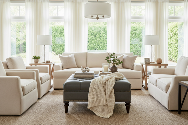 Oxford 39 Inch Square Deep Button Tufted Ottoman With Nailhead Trim