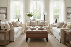 Oxford 39 Inch Square Deep Button Tufted Ottoman With Nailhead Trim