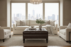 Oxford 39 Inch Square Deep Button Tufted Ottoman With Nailhead Trim