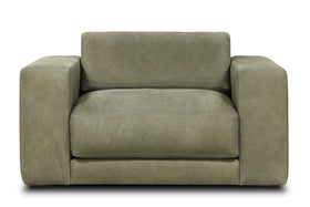 Palmer Modern Track Arm Leather Club Chair & 1/2