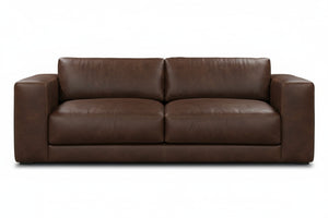Palmer 94 Inch Modern Leather Two Cushion Track Arm Sofa