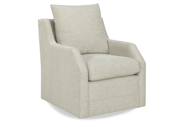 Pamela 8-Way Hand Tied Fabric Swivel Chair With Tall Pillow Back