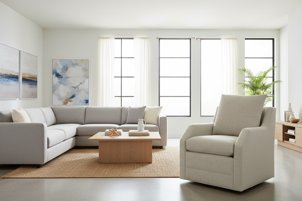 Pamela 8-Way Hand Tied Fabric 360 Swivel Pillow Back Accent Chair