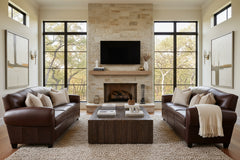 Parisian 85.5 Inch Art Deco Reproduction Leather Sofa