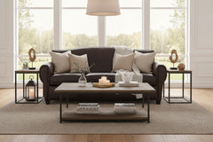 Parisian 85.5 Inch Art Deco Reproduction Leather Sofa