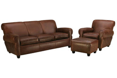 Parker Leather Manhattan Style 3 Piece Living Room Sofa Set