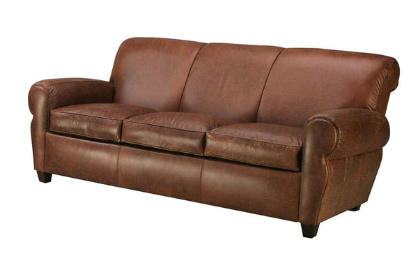 Parker 83.5 Inch Vintage Leather Cigar Club Sofa Like The Manhattan