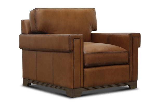 Patton Modern Track Arm Leather Club Chair